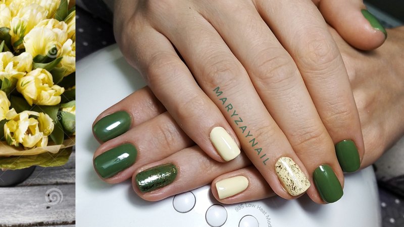 Яркий лимонный маникюр