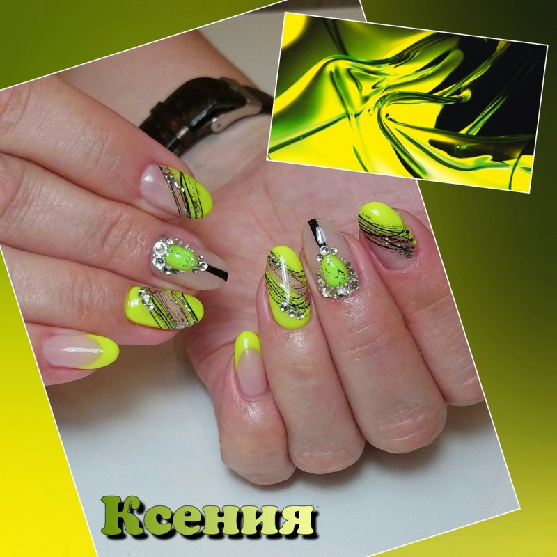 Маникюр осень френч желтый