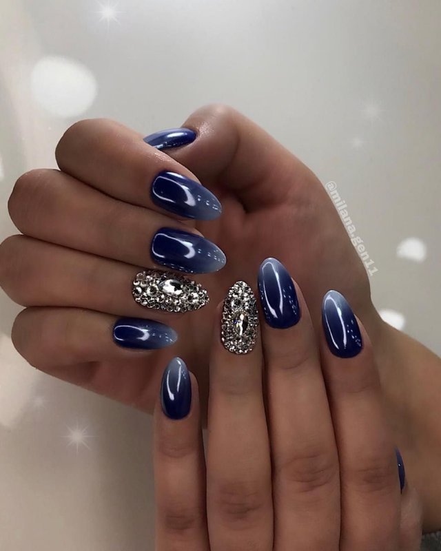 Ногти синий кошачий глаз