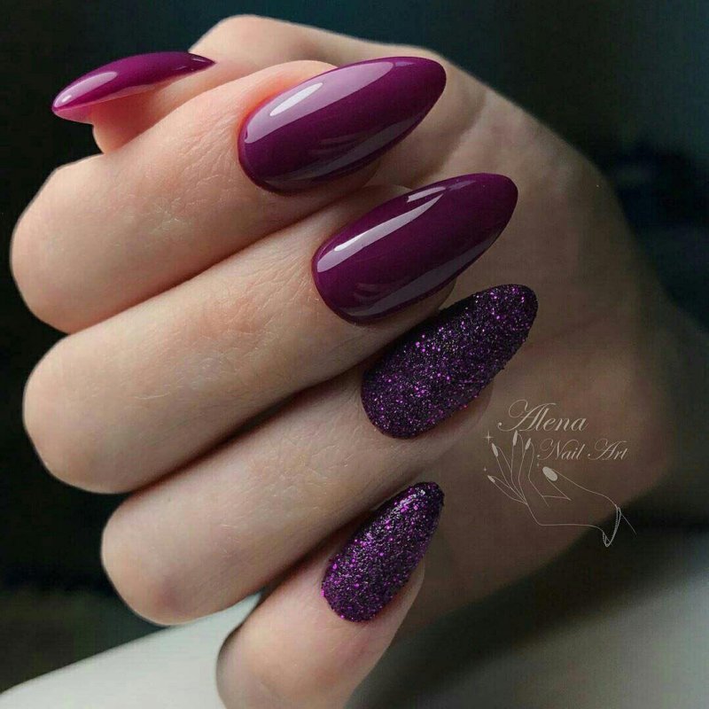 Малиново фиолетовый маникюр