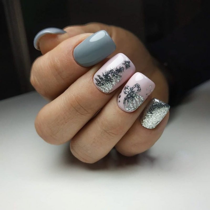 Гель-лак на короткие ногти зимние