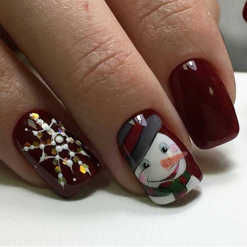 Шеллак на короткие ногти на новый год