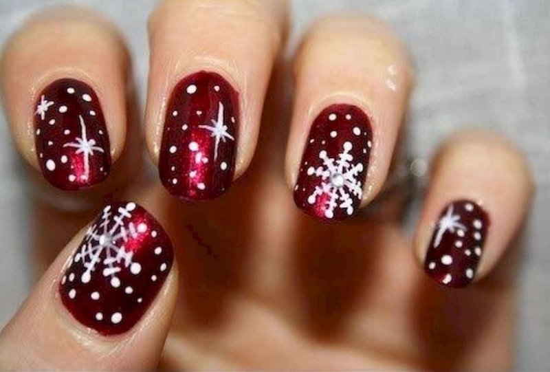 Рисунки на ногтях лёгкие для начинающих на красных
