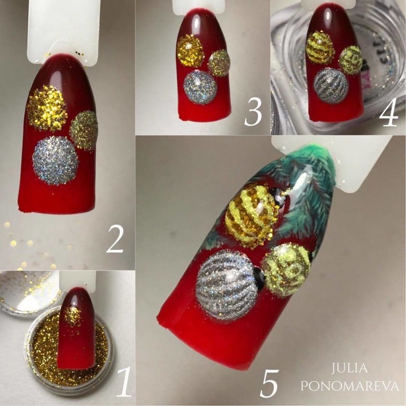 Новогодний маникюр пошагово