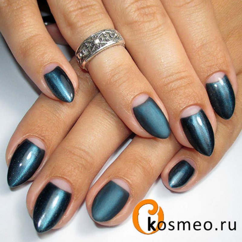 Маникюр кошачий глаз матовый