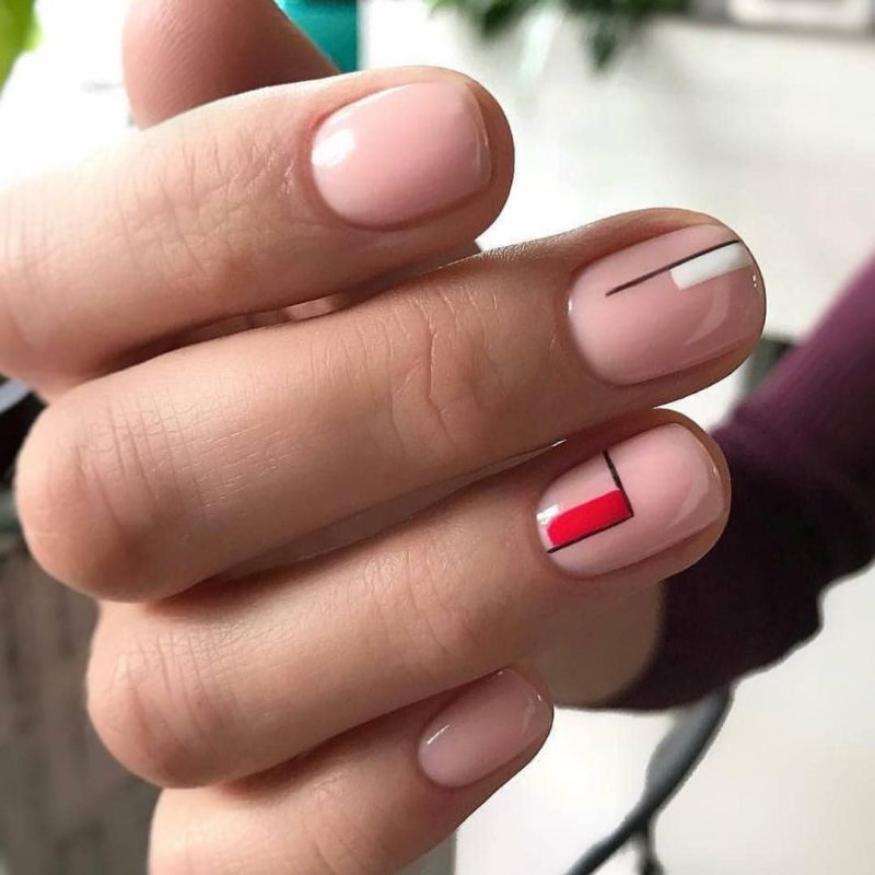 Маникюр на короткие ногти геометрия Минимализм