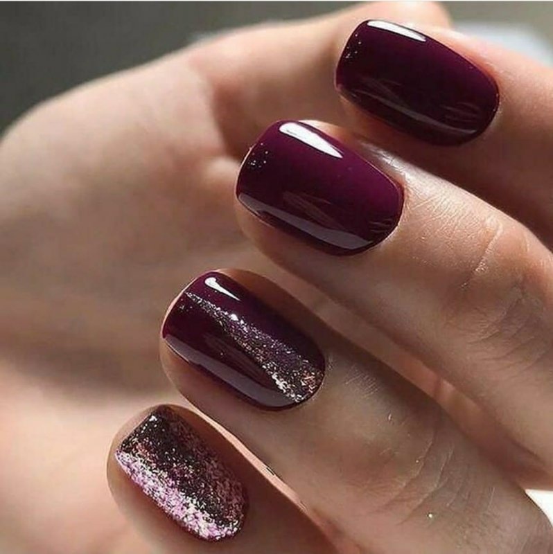 Маникюр на короткие ногти цвет бордо