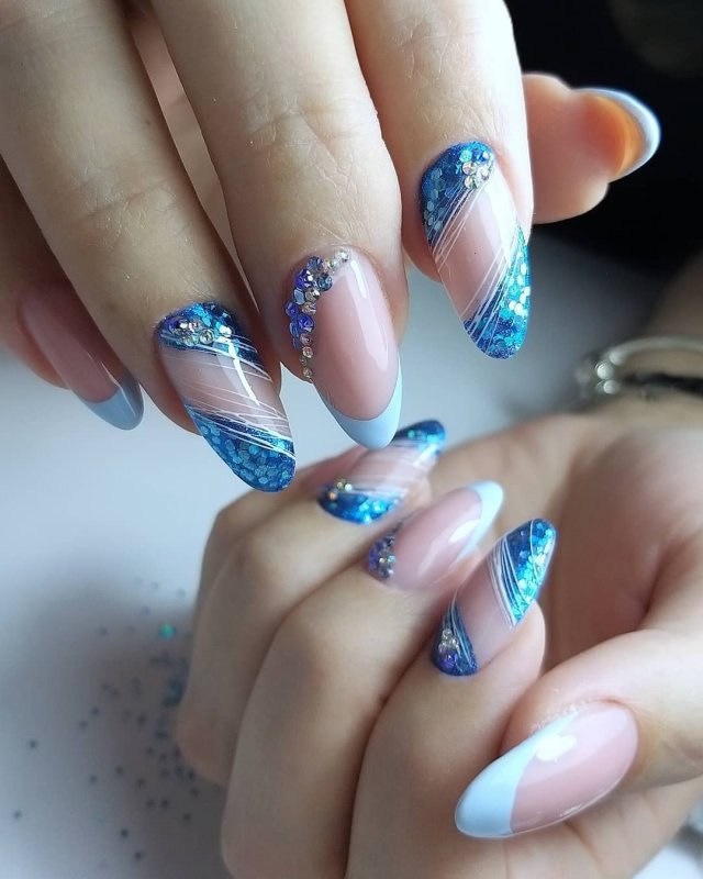 Френч розовый с голубым