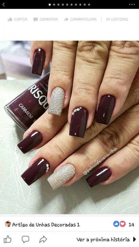 Бордовые квадратные ногти