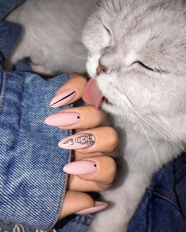 Маникюр светлая кошка