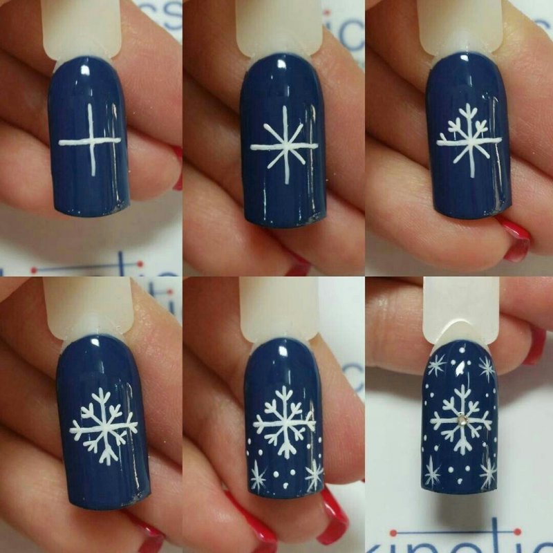 Маникюр на новый год пошагово