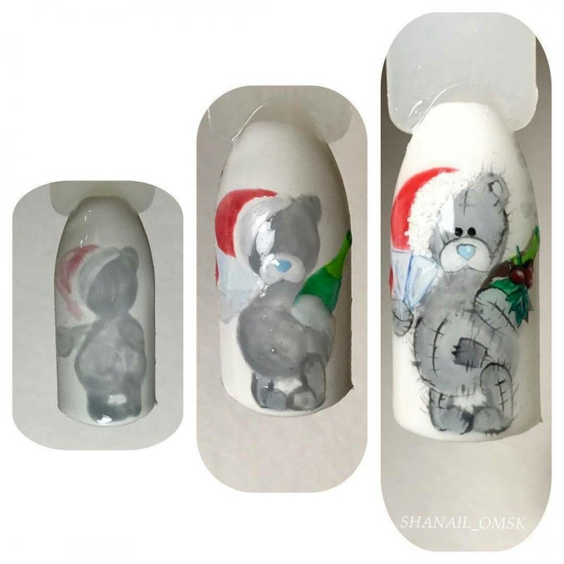 Новогодние ногти с мишками