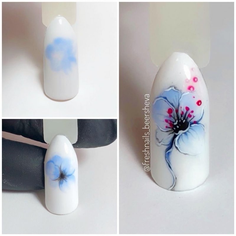Рисование акварелью на ногтях