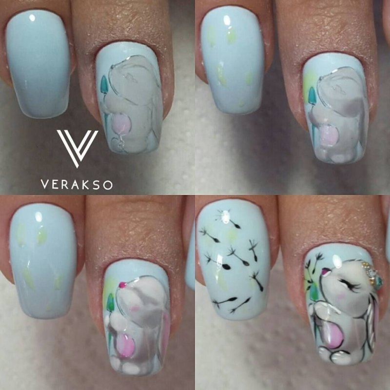 Маникюр с рисунком зайчика