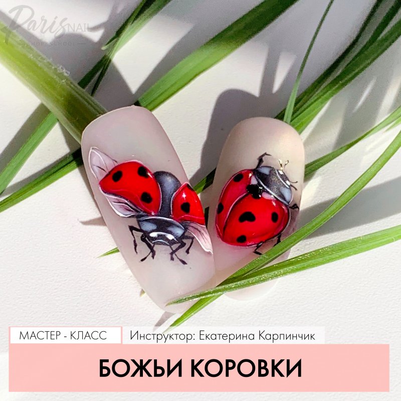 Маникюр с Божьей коровкой