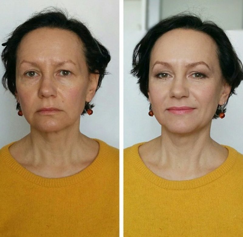 Лифтинг макияж до и после