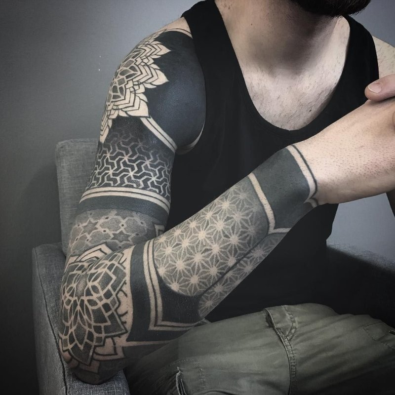 Стиль тату блэкворк blackwork