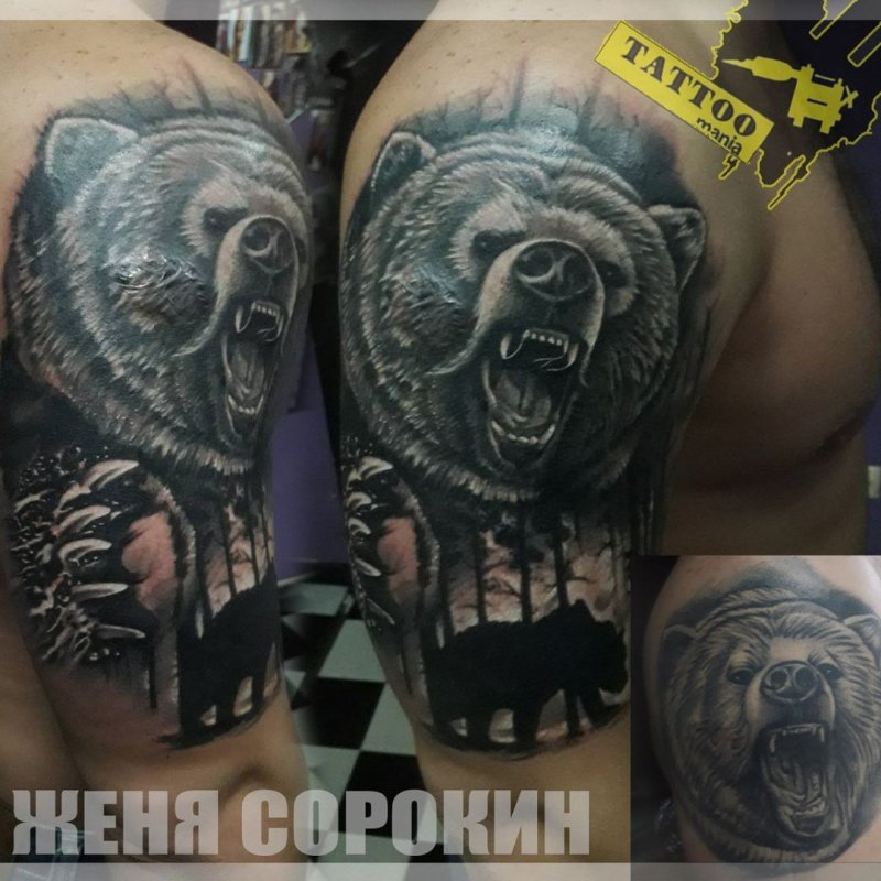 Тату медведь