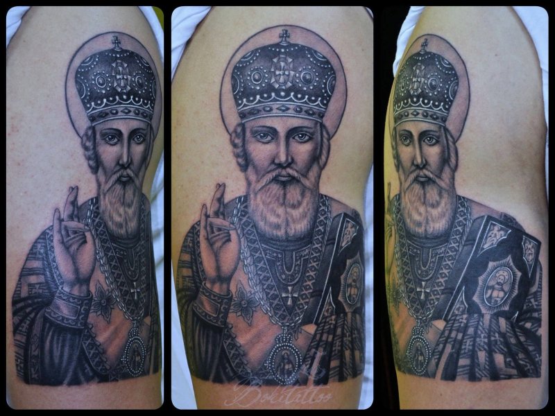 Икона Николая Чудотворца тату