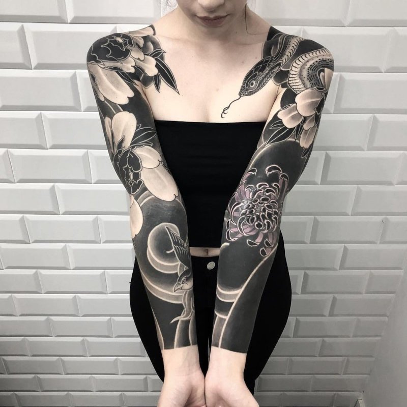 Стиль тату блэкворк blackwork
