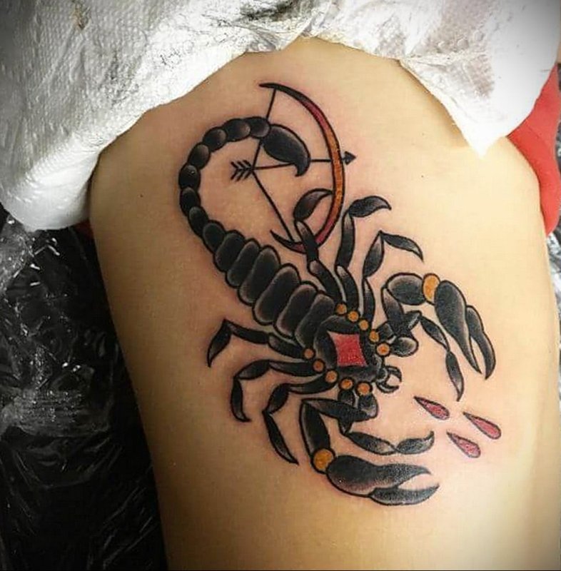 Скорпион с розой эскиз