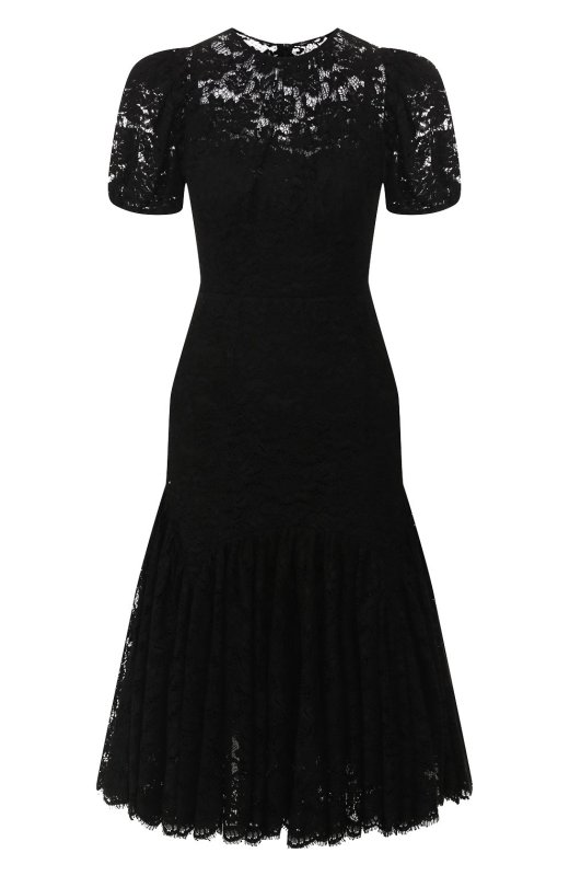 Декольтированное черное кружевное платье Dolce Gabbana