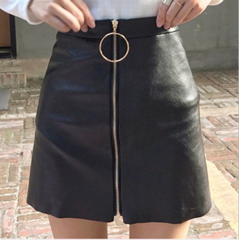 Юбка кожаная Zara черная мини 2019