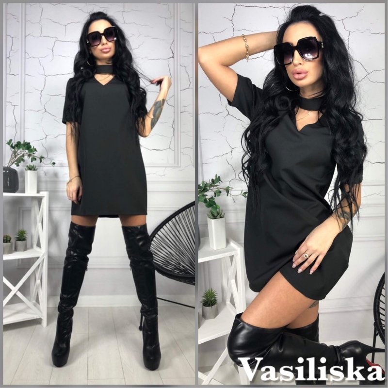 Платье трапеция с чокером