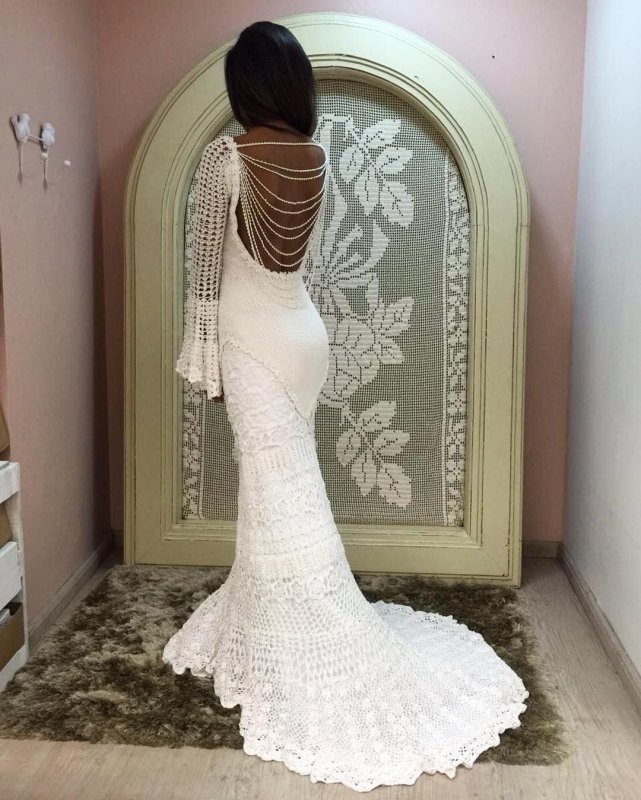 Вязаное свадебное платье