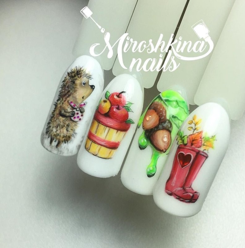 Маникюр с грибочками