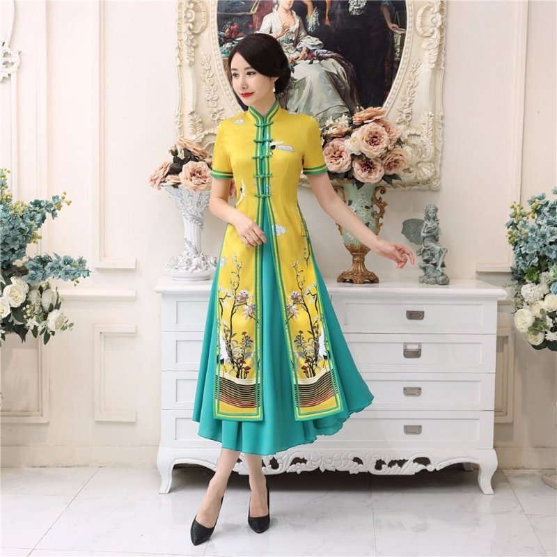 Shanghai story Vietnam Aodai Chinese Traditional Clothing for woman qipao long Chinese oriental Dress Modern cheongsam ao dai