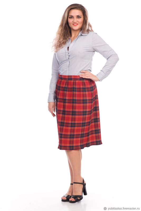 Длинная юбка в красную клетку Emka Fashion 286/Noella