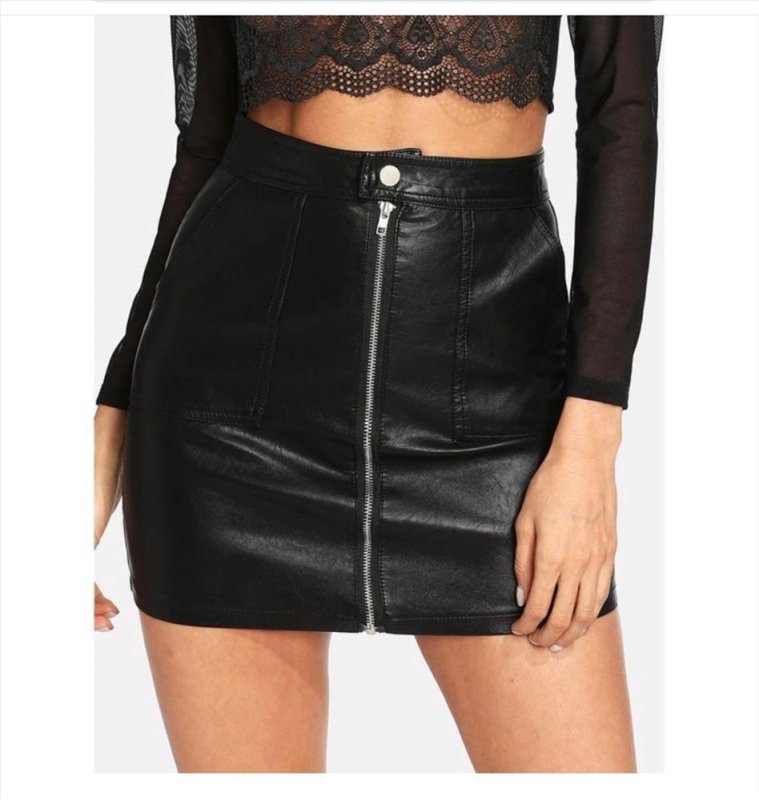 Юбка кожаная Zara черная мини 2019