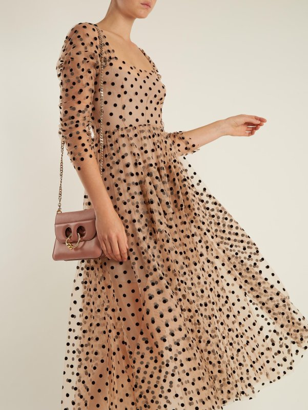 Polka Dot платья шифон White