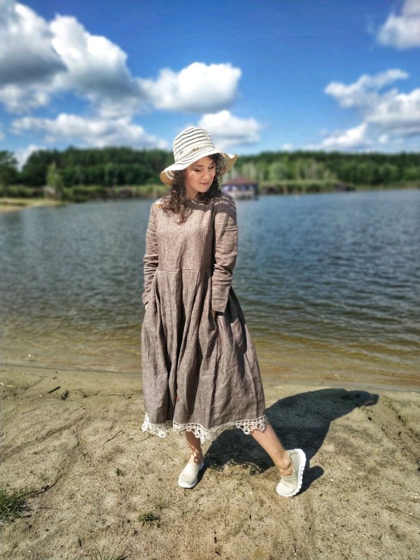 Платье бохо из льна