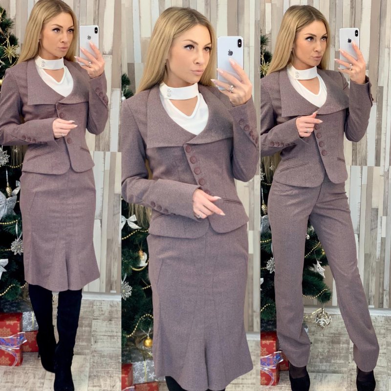 Женский костюм тройка брючный