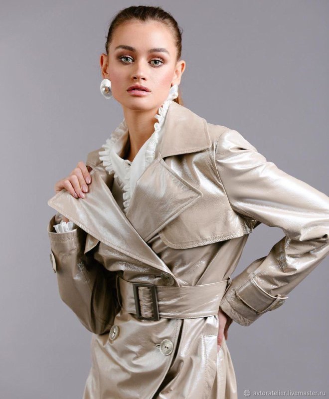 Trench Coat черный плащ кожаный