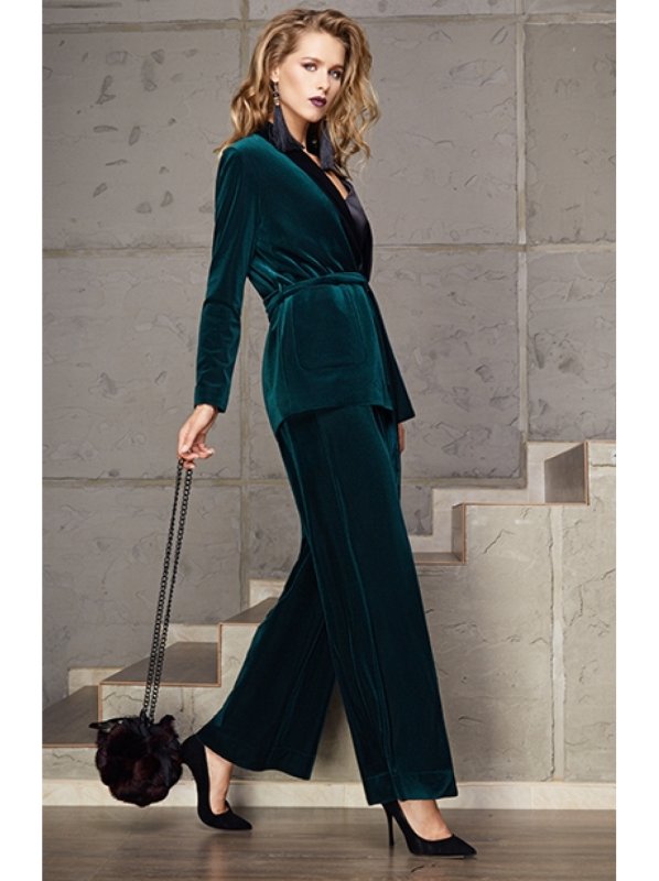 Бархатный костюм брючный Donna Karan