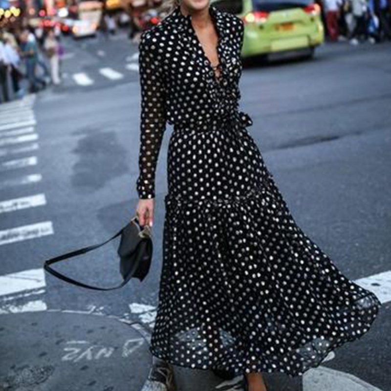Длинное платье в горошек 2в1 guess