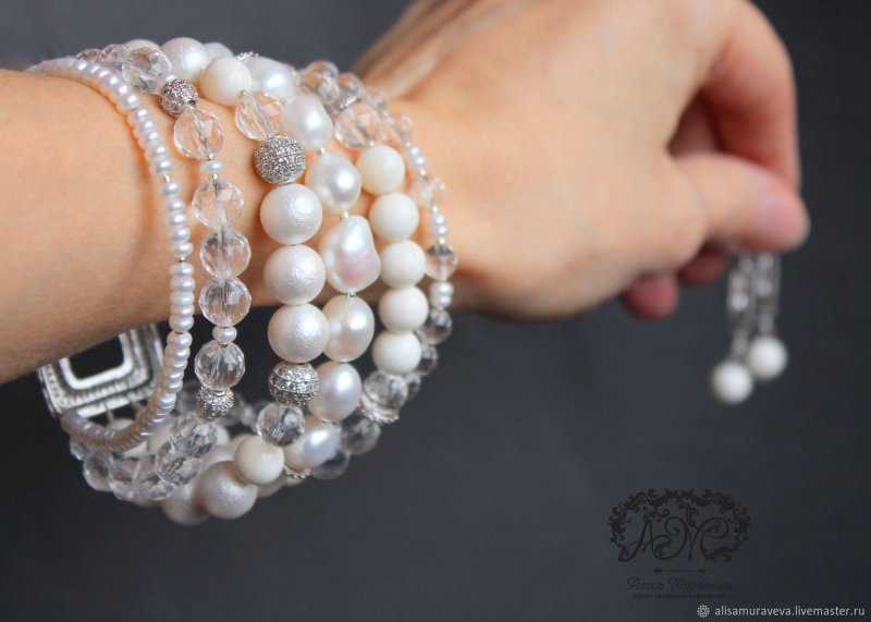 Браслет с гранатом Handmade