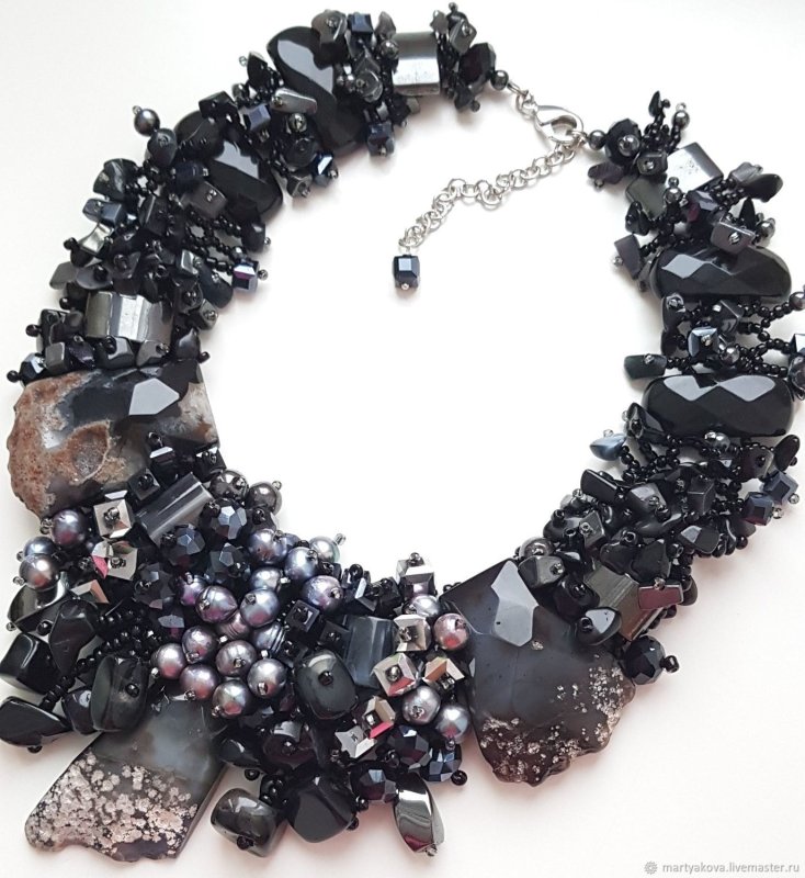Elle Jewelry колье черный агат