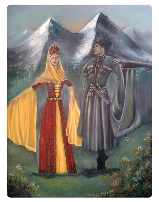 Куклы в кавказских национальных костюмах
