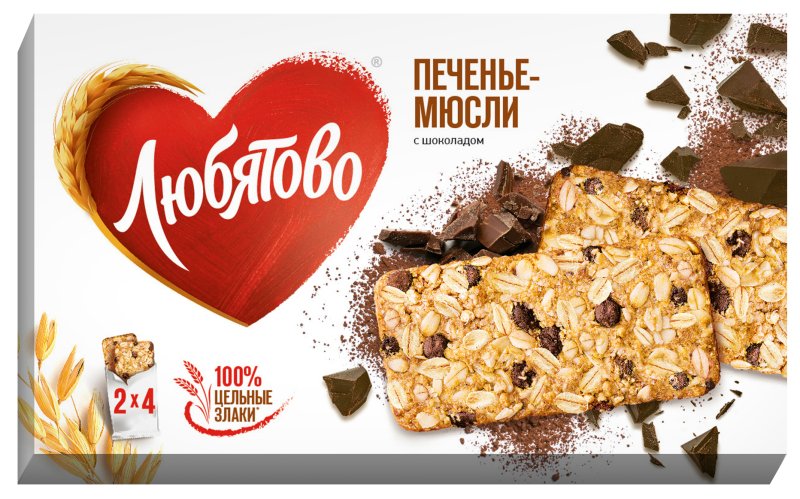 Печенье злаковое "мюсли" с шоколадом 120г*20шт (Любятово)