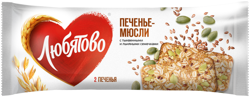 Любятово печенье злаковое мюсли с клюквой и изюмом 120 г