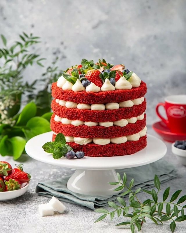 Торт сердце кремовый с клубникой