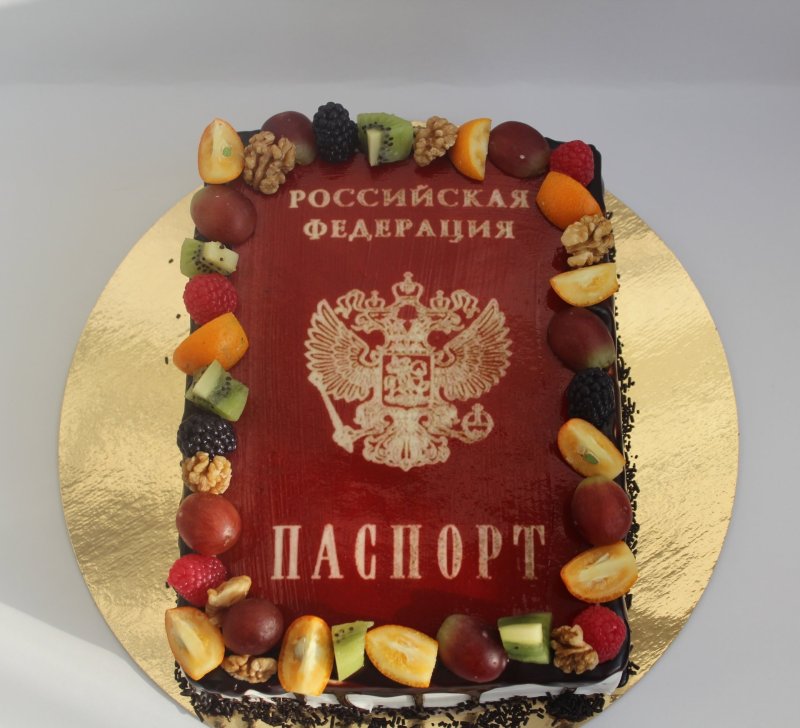 Торт в виде паспорта на 14 лет