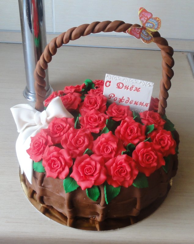 Украшение торта корзинка