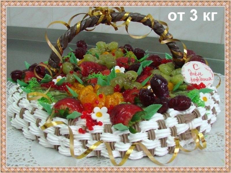 Торт корзинка с ручками