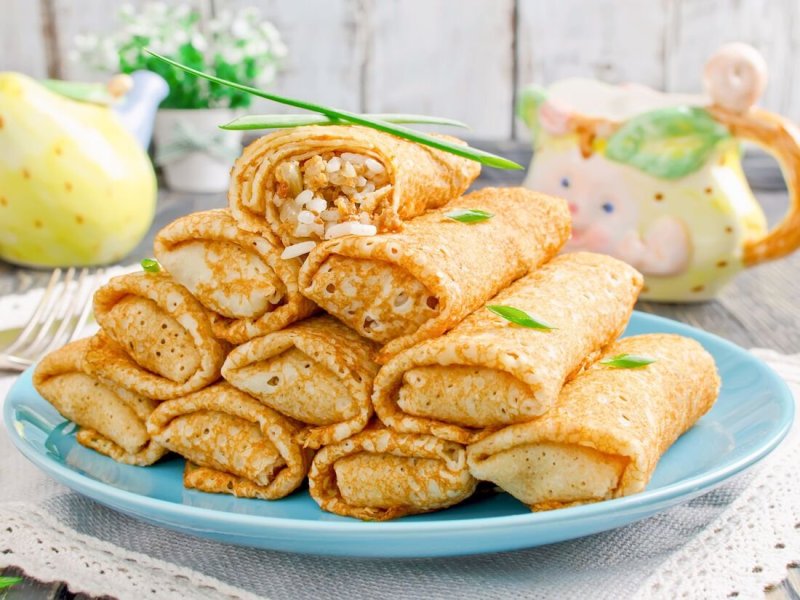 Блины фаршированные мясом