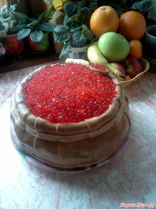 Торт бочка с икрой